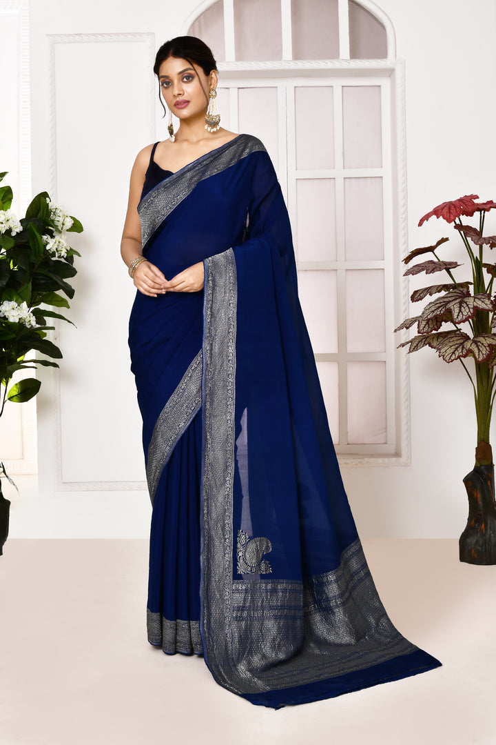 Pure georgette banarasi saree with kadwa weaving