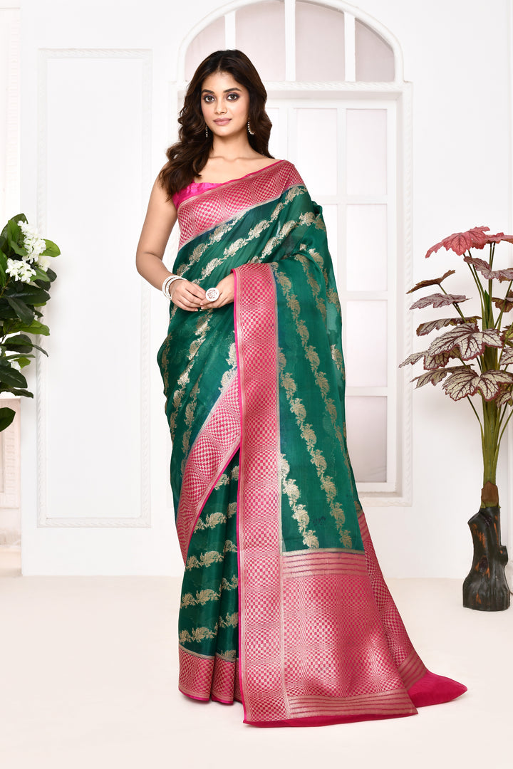 Pure organza saree with banarasi weaving