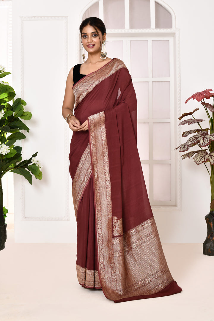 Pure georgette banarasi saree with kadwa weaving