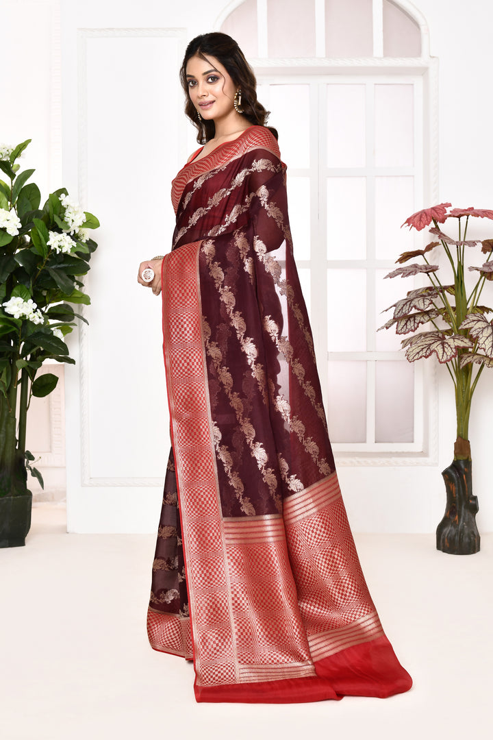 Pure organza saree with banarasi weaving