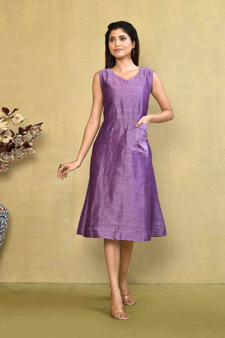 Pure linen knee-length one-piece