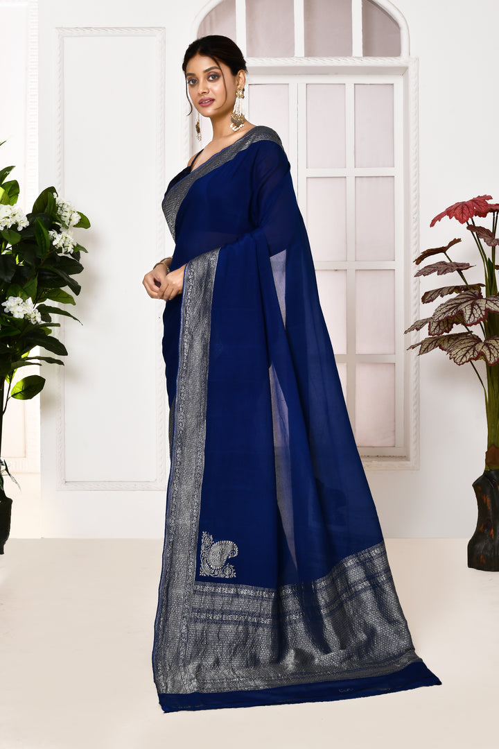 Pure georgette banarasi saree with kadwa weaving