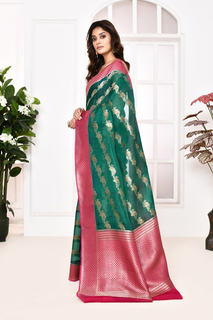 Pure organza saree with banarasi weaving