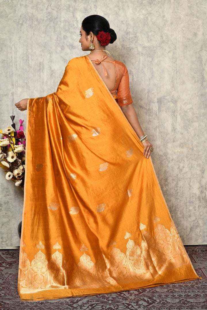 Pure Munga silk handloom saree with thin border & Banarasi kadwa booti