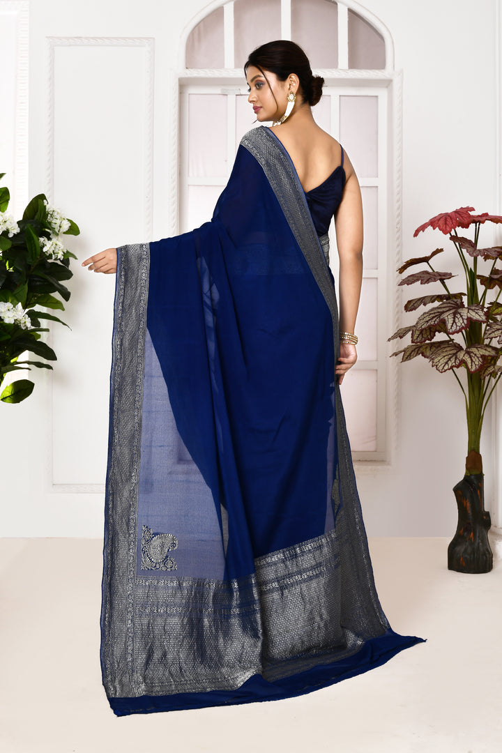 Pure georgette banarasi saree with kadwa weaving