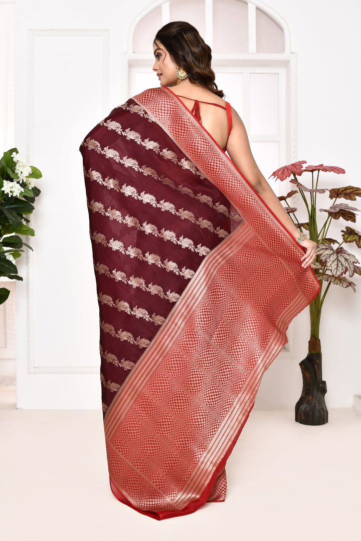 Pure organza saree with banarasi weaving