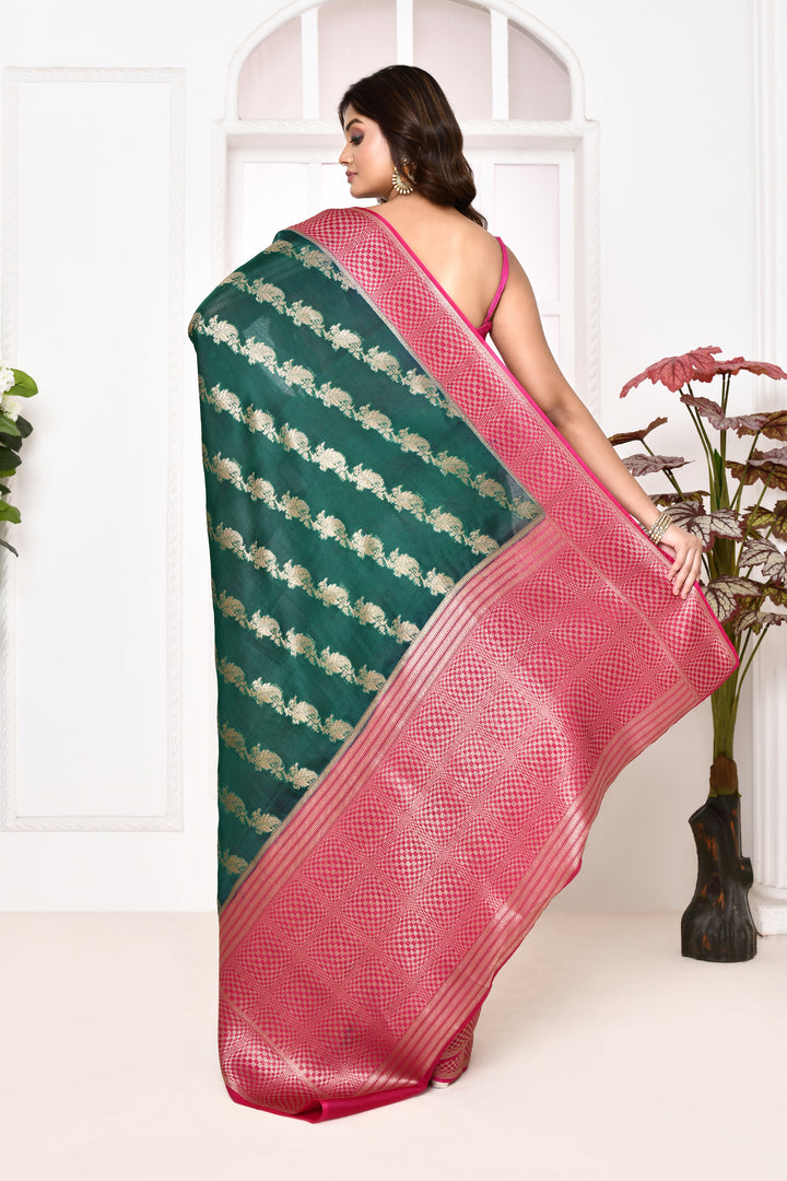 Pure organza saree with banarasi weaving