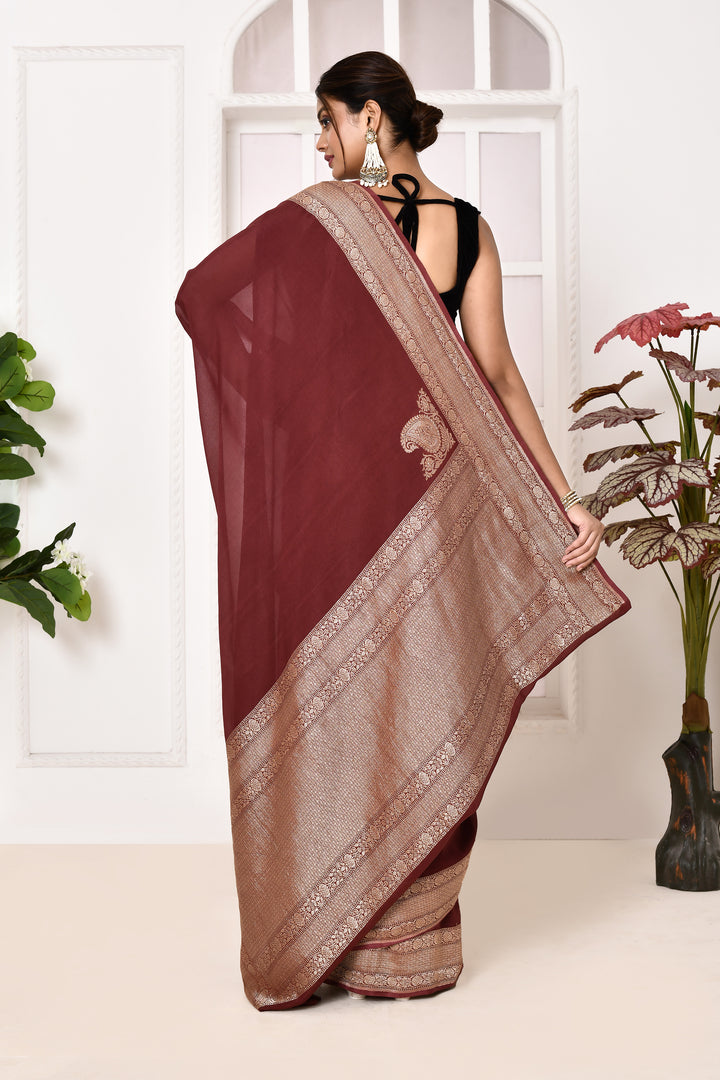 Pure georgette banarasi saree with kadwa weaving