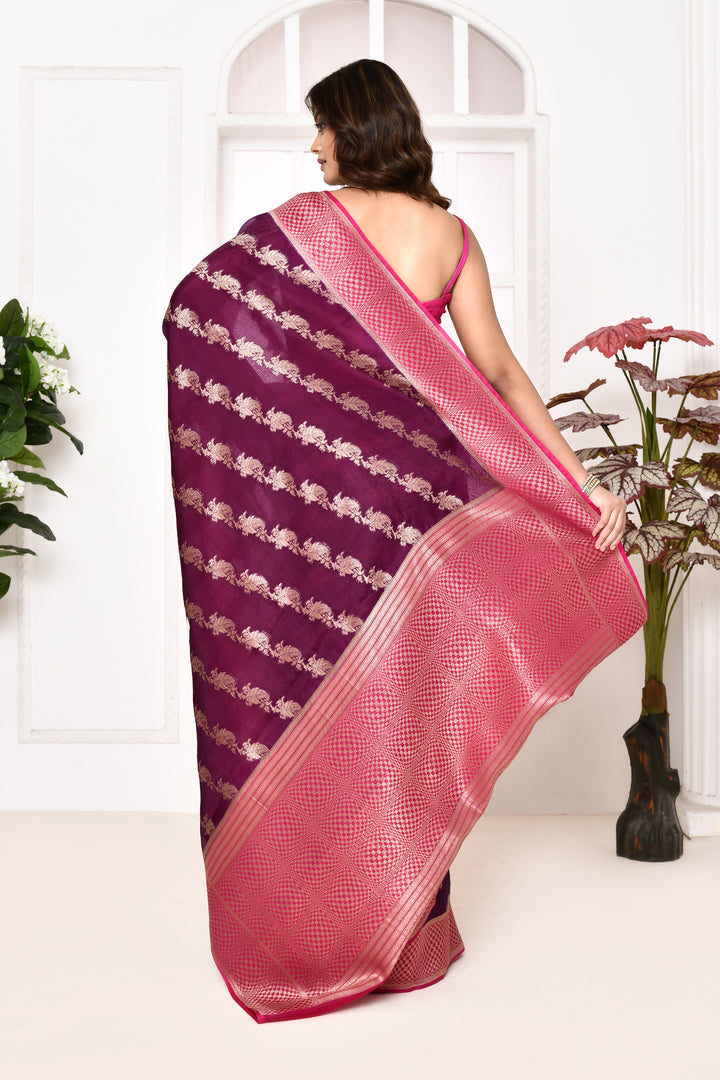 Pure organza saree with banarasi weaving