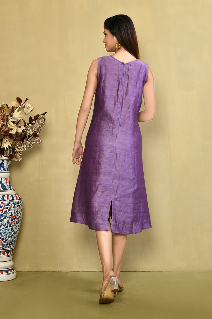 Pure linen knee-length one-piece