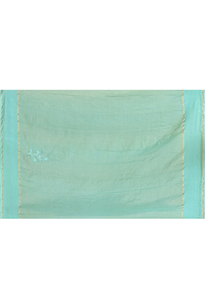 Pure linen handloom embroidered saree with banarasi weaving