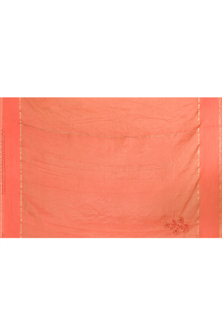 Pure linen handloom embroidered saree with banarasi weaving