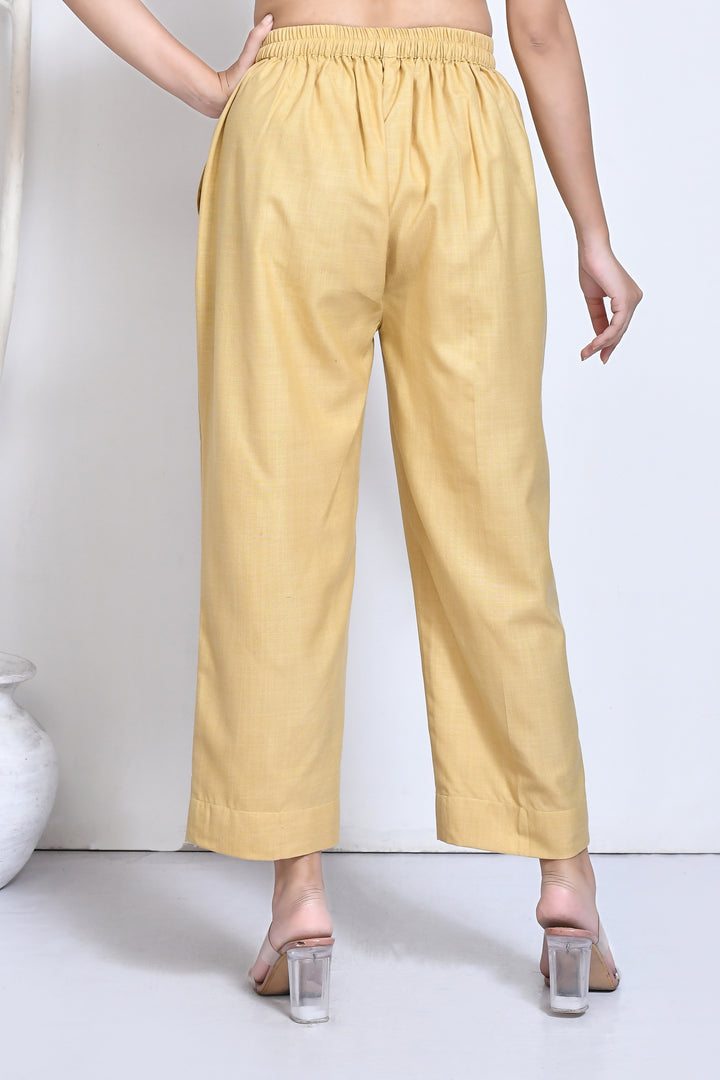 Beige cotton straight pant