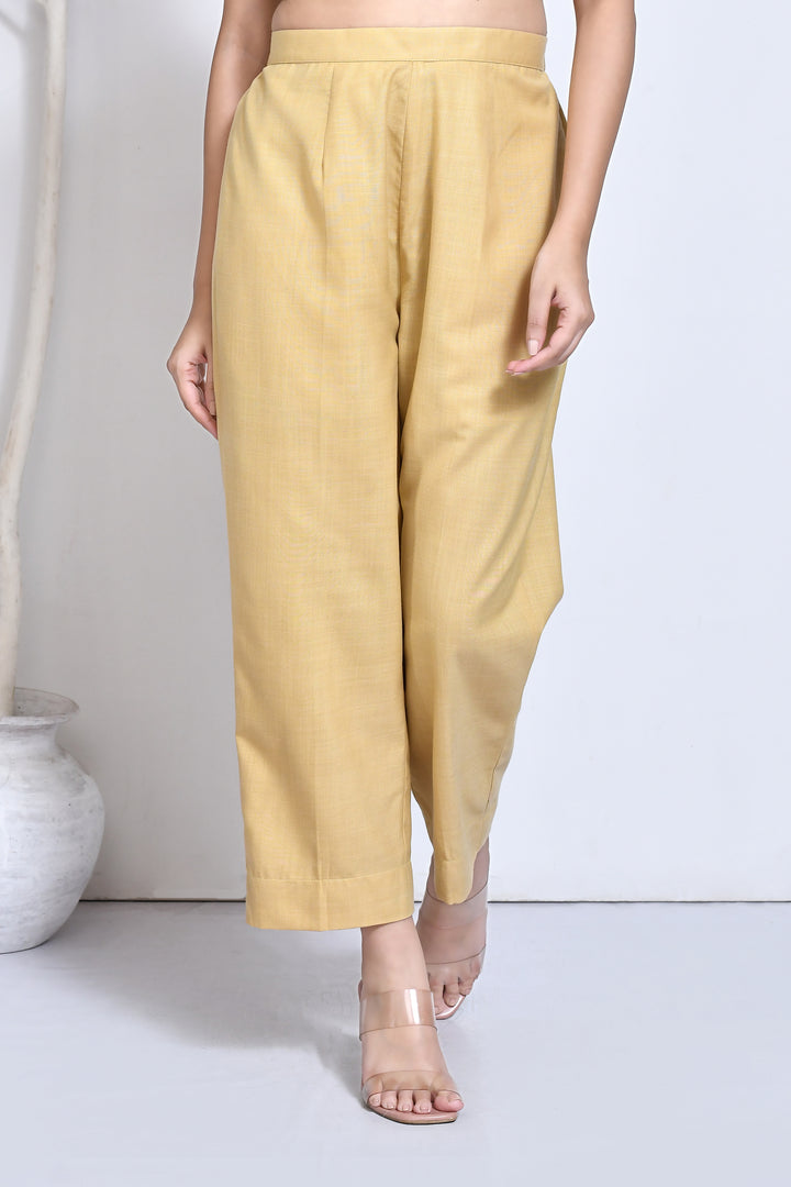 Beige cotton straight pant