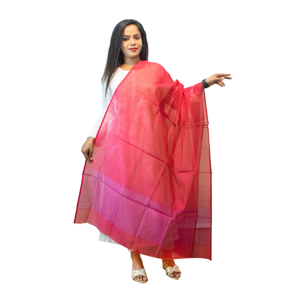 Fuschia pink Maheshwari plain dupatta