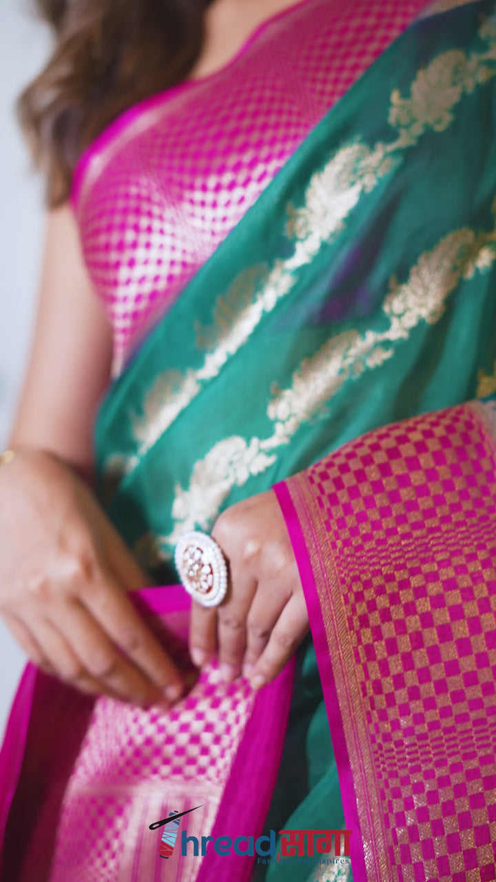 Pure organza saree with banarasi weaving